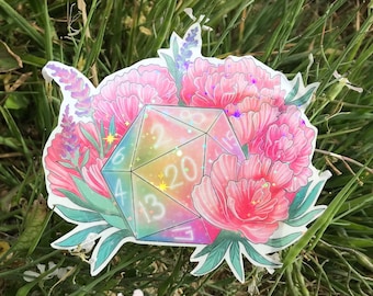 D20 dice sticker | holographic | vinyl | DnD | Dungeons and Dragons | Handmade