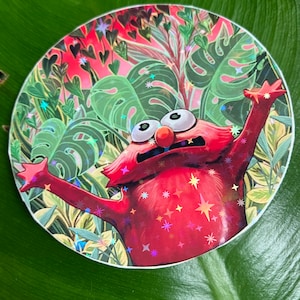 Plant Elmo sticker | holographic | vinyl | Handmade