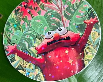 Plant Elmo sticker | holographic | vinyl | Handmade