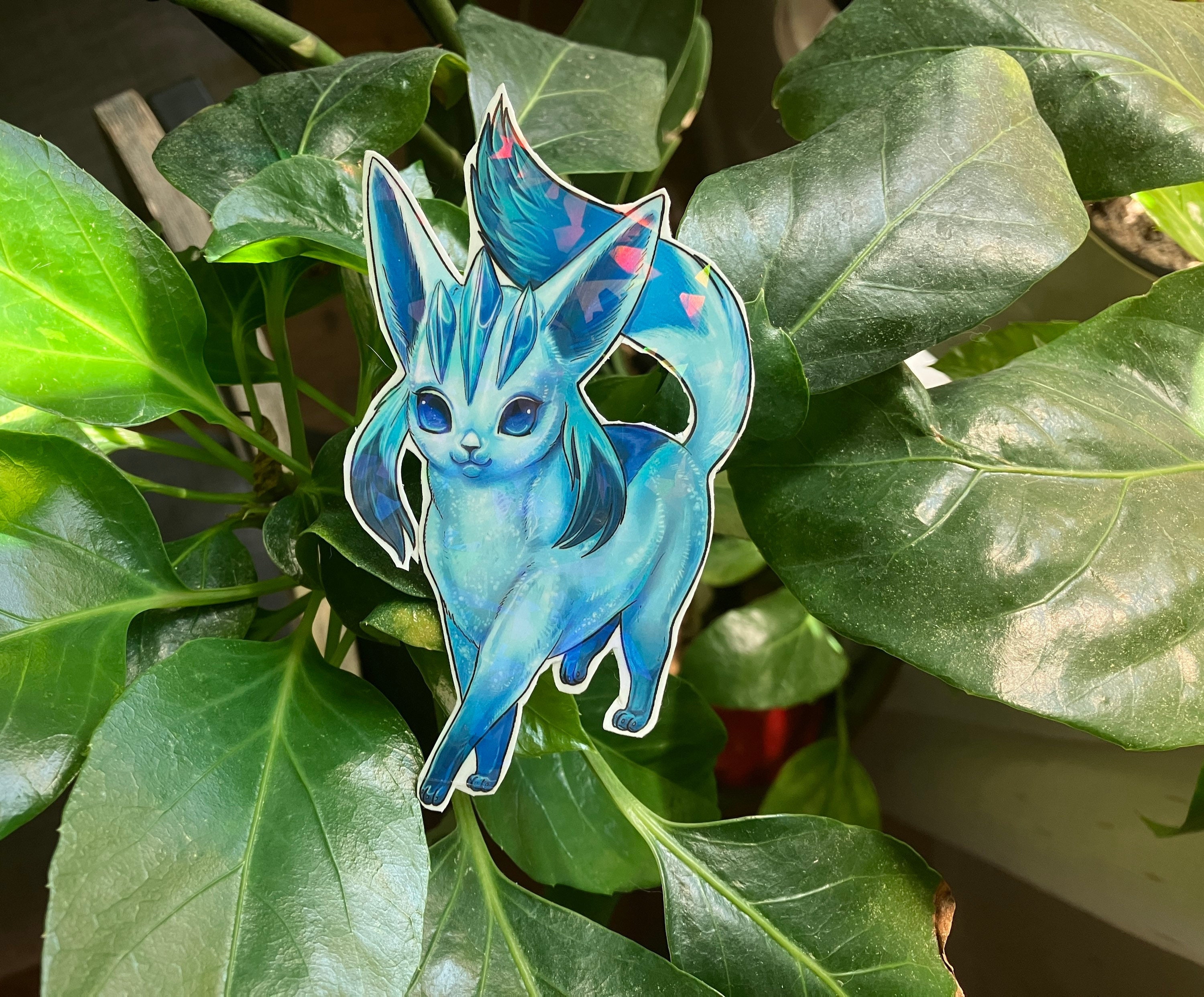 Glaceon Holographic Iridescent Realistic Glaceon - Etsy