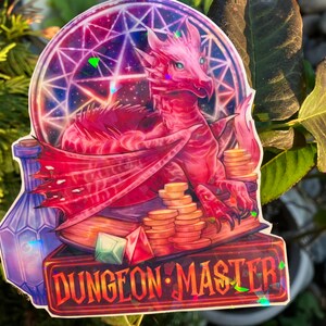 Dungeon Master D20 dice sticker | dragon | holographic | vinyl | DnD | Dungeons and Dragons | Handmade