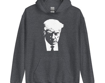 Trump Mugshot Graphic Hoodie: Political Statement Sweatshirt