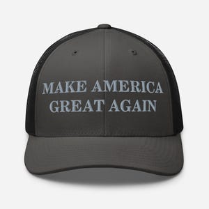 Make America Great Again Trucker Hat - Grey Embroidery - MAGA Cap