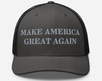 Make America Great Again-truckerhoed - grijze borduursels - MAGA-pet