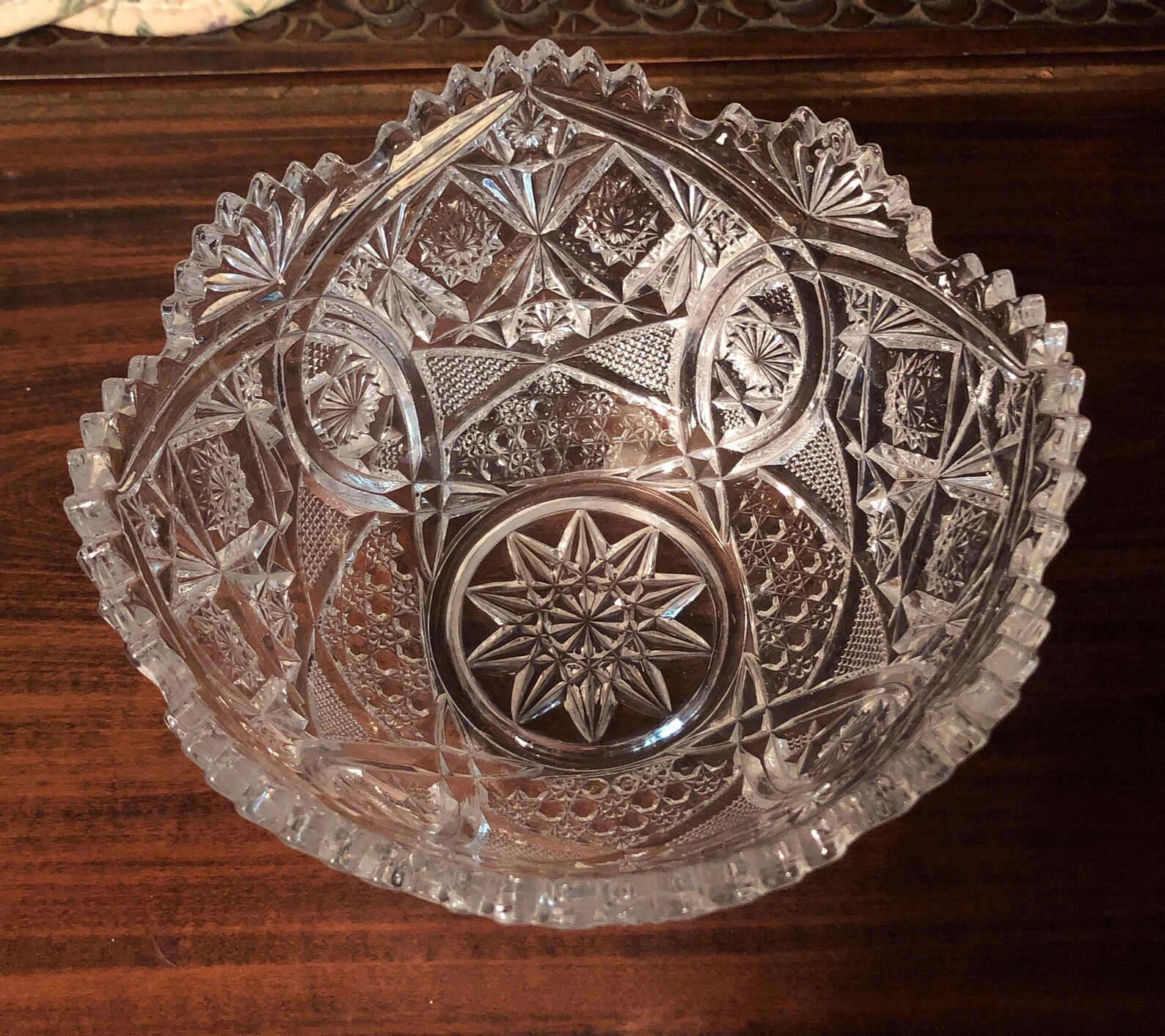 American Brilliant Period Cut Glass sawtooth fruit bowl Etsy