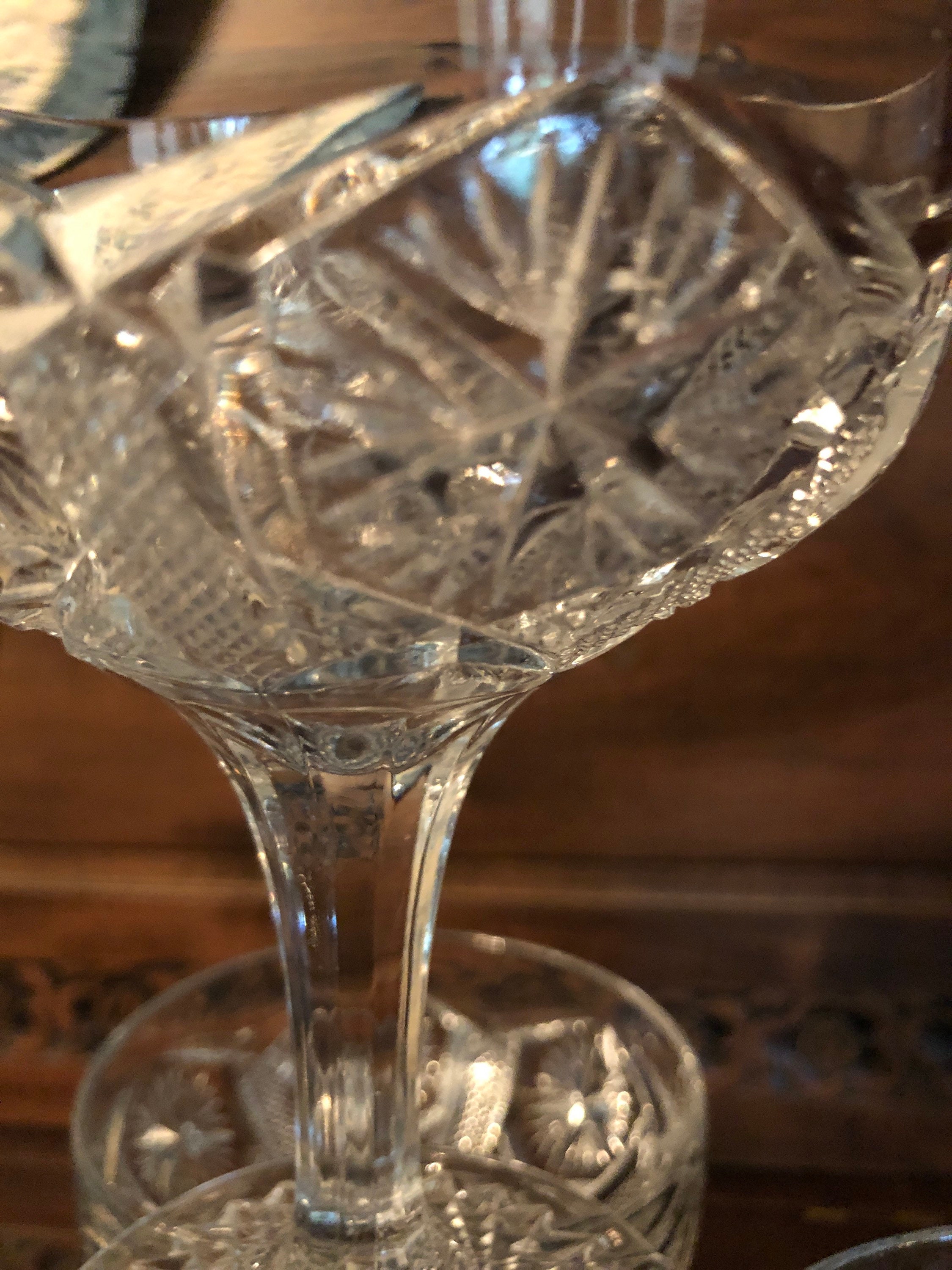 Antique cut crystal wine glasses x6 Etsy