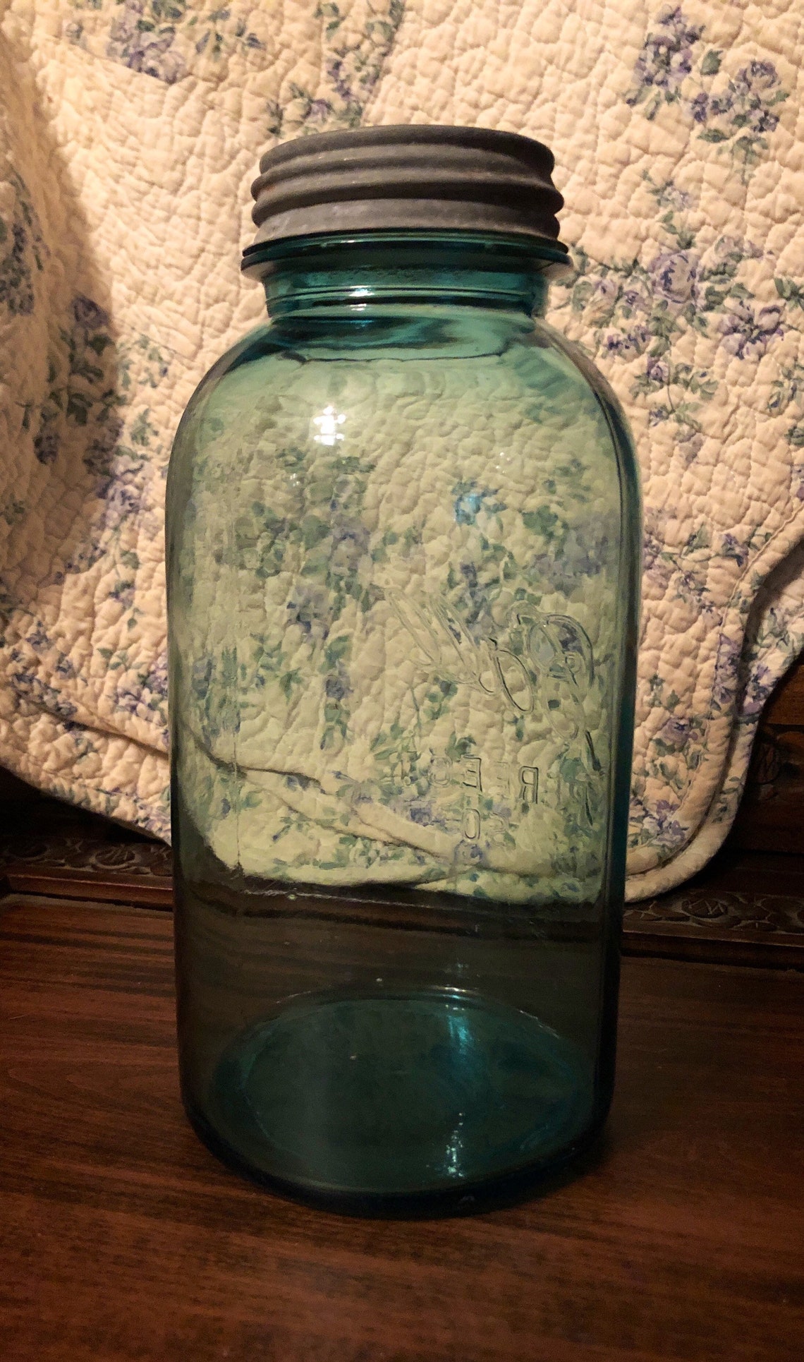Vintage 1 Ball Perfect blue Mason Jar 1/2 gallon Etsy