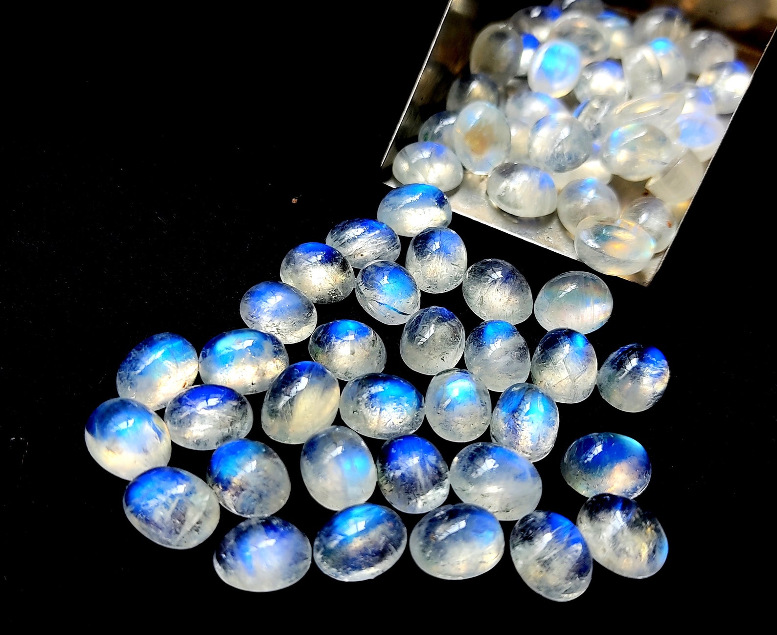 7x9 mm Natural Moonstone Oval Cabochon Loose Gemstone LotBlue Etsy