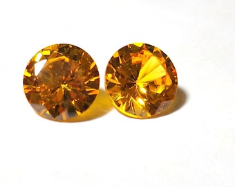 NATURAL YELLOW ZIRCON Gemstone Round Shape Pair Yellow Zircon Gemstone Pendent Size Loose Gemstone Zircon 15.80 Carat 12 mm size