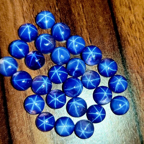 6 MM Natural Blue Star Sapphire Gemstone Top Quality Star Sapphire Cabochon  Gemstone Round Shape Ring Size Loose Gemstone Perfect Ring Size