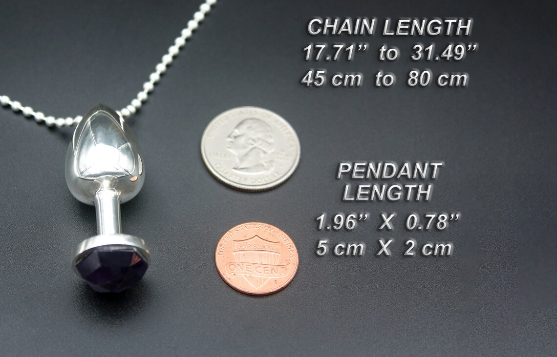 Stylish Silver Butt plug Necklace With Natural Amethyst Etsy