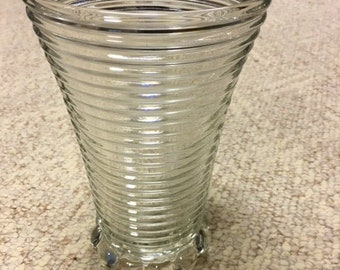 Depression Glass Ribbed Design Bubble foot Vase (Manhattanware Anchor Hocking)