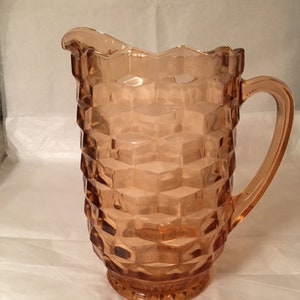 Pink Quilted Glass Pitcher