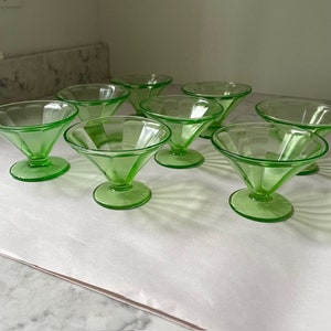 Federal Glass Green Uranium Sherbets (lot of 8)