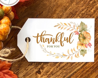 Thankful For You Gift Tag: Printable Thanksgiving Place Card (Instant Download)