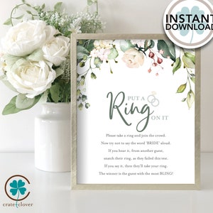 Bridal Shower Ring Game Sign: Put A Ring On It (Digital Download)