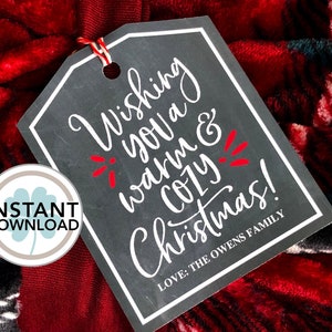 Kerstcadeaukaartje | Ik wens je een warme en gezellige kerst | AFDRUKBARE | Cadeaukaartje | DIRECT DOWNLOADEN | Cadeaukaartje voor de feestdagen | Voeg uw naam toe