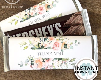 Wedding Reception Favor | Thank You | PRINTABLE | Chocolate Wrapper | INSTANT DOWNLOAD | Bridal Shower | Engagement Anniversary Party