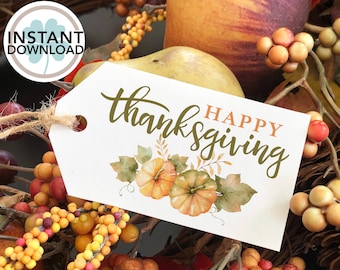 Happy Thanksgiving Gift Tag: Printable Fall Favor (Instant Download)