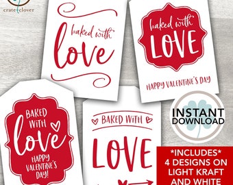 Etiqueta de regalo "Horneado con amor": Imprimible para San Valentín (Descarga digital)