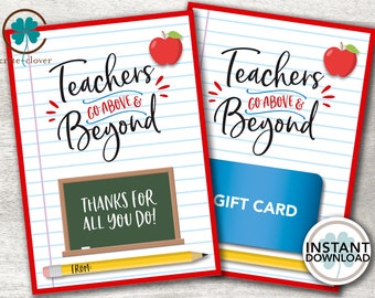 Teacher Appreciation Gift Card Holder | PRINTABLE | Thank You | INSTANT DOWNLOAD | End of Year teacher gift
