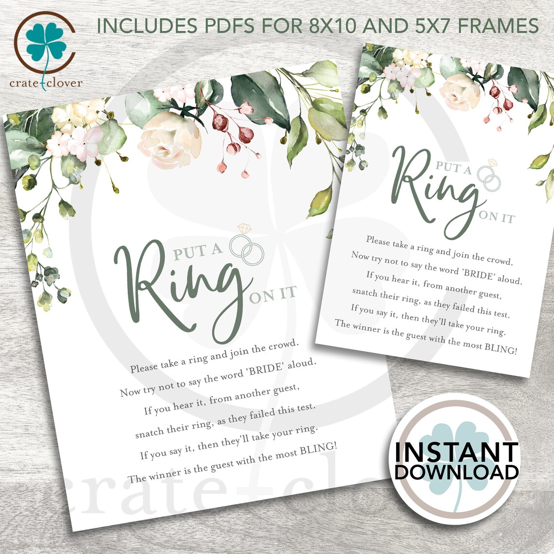 Bridal Shower Ring Game INSTANT DOWNLOAD Put A Ring on It - Etsy