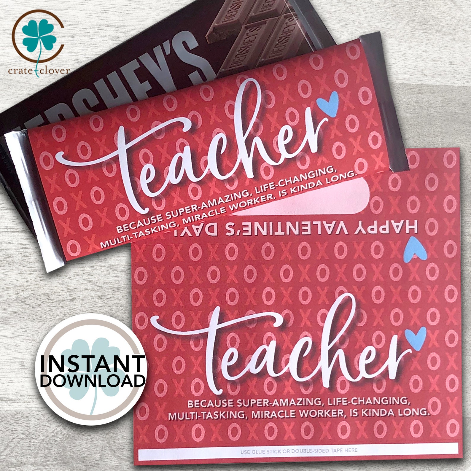 Teacher Valentine PRINTABLE Chocolate Bar Wrapper - Etsy