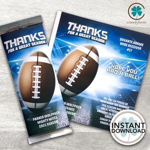 Envoltorio de chocolate de equipo de fútbol: Recuerdo imprimible para banquete de premios (descarga digital)