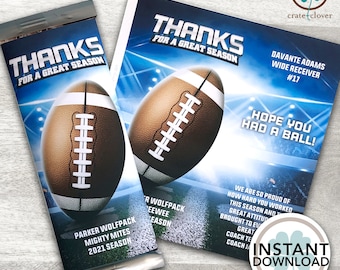 Football Team Chocolate Bar Wrapper: Printable Awards Banquet Favor (Digital Download)