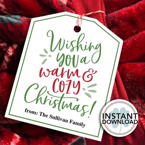 Ik wens je een warme en gezellige kerst | DIRECT DOWNLOADEN | Kerst witte tag | Vakantie | AFDRUKBAAR