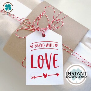 Horneado con etiqueta de regalo de amor / Etiqueta del día de San Valentín / Etiqueta para hornear / DESCARGA INSTANTE / IMPRIMIBLE / Etiqueta de productos horneados