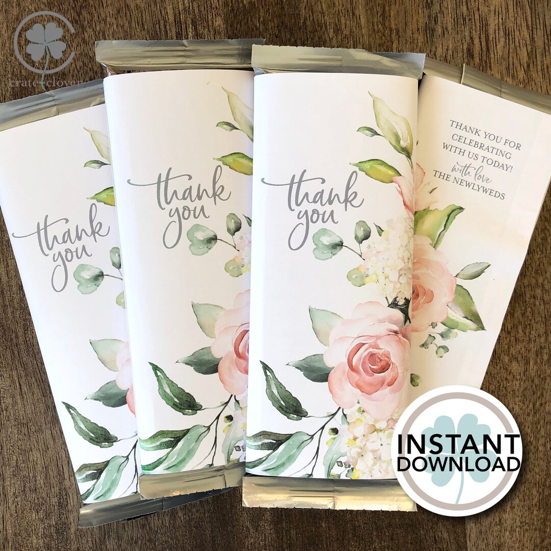 Wedding Party Favor| Thank You | PRINTABLE | Chocolate Bar Wrapper ...
