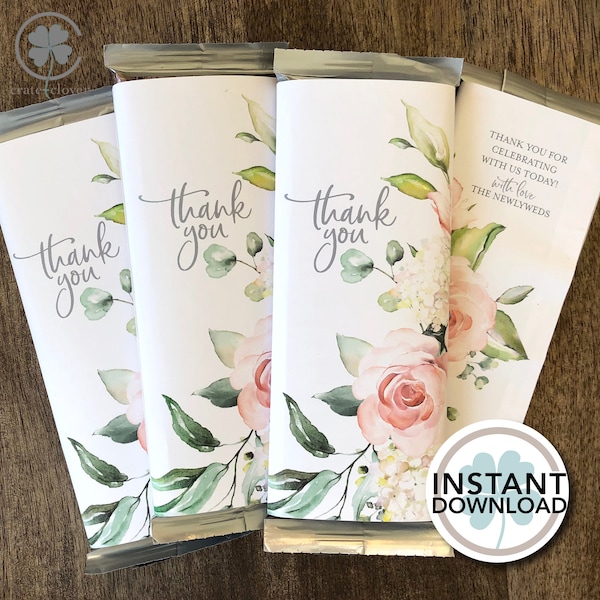 Wedding Party Favor| Thank You | PRINTABLE | Chocolate bar wrapper | INSTANT DOWNLOAD | Bridal Couple Shower | Engagement Anniversary Party