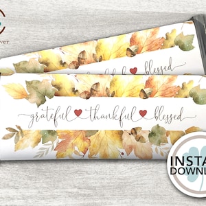 Grateful Thankful Blessed | Chocolate Bar Wrapper | PRINTABLE | Thanksgiving Fall Party Favor Placecard | INSTANT DOWNLOAD | Friendsgiving