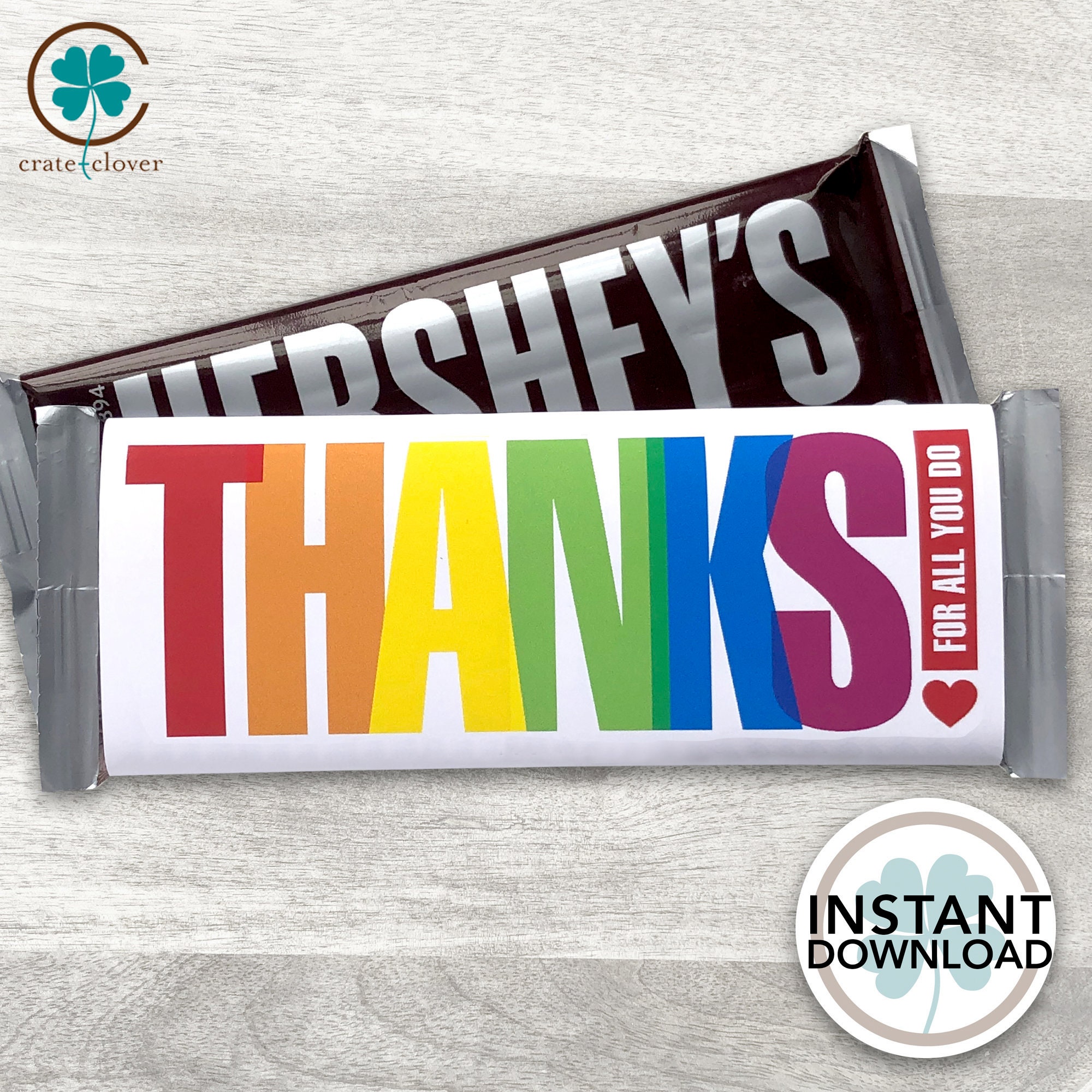 Thanks Appreciation Gift Chocolate Bar Wrapper PRINTABLE Etsy