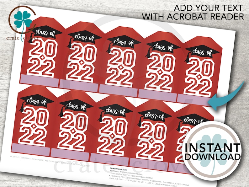 Class of 2022 Graduation Party Favor Tags PRINTABLE Etsy