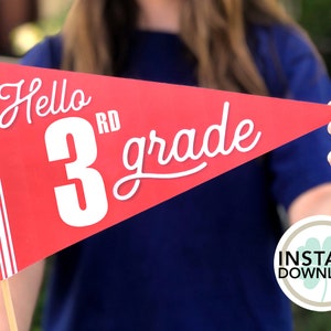 Hello 3rd Grade Flag: Back to School Photo Prop (Digital Download)