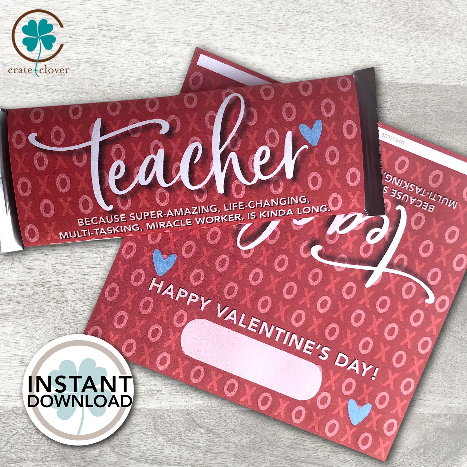 Teacher Valentine PRINTABLE Chocolate Bar Wrapper | Etsy