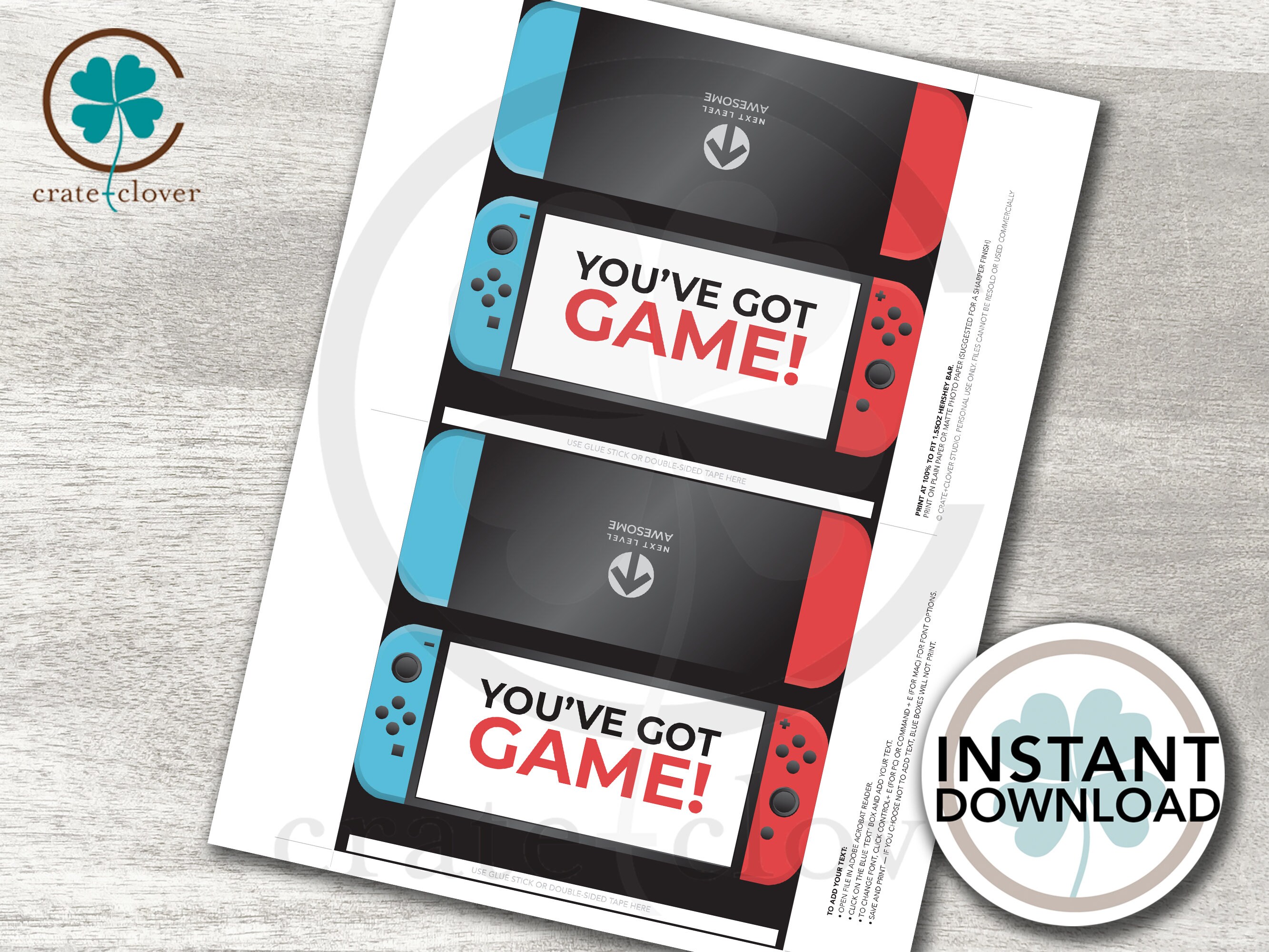 Gamer Wrapper | Chocolate Bar | PRINTABLE | Party Favor Thank You ...