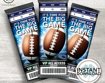 Football Birthday Party Favor PRINTABLE Chocolate Bar | Etsy