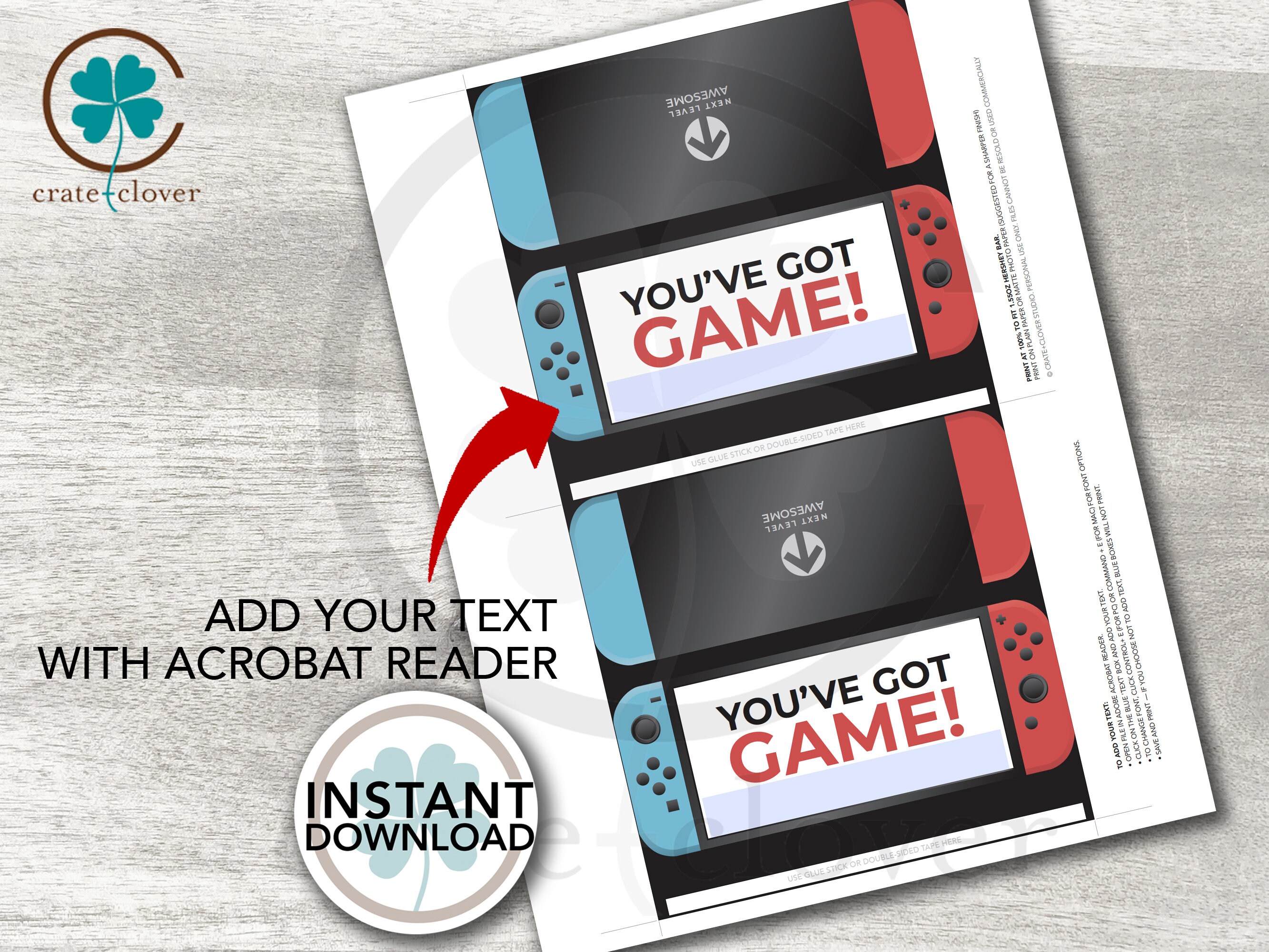 Gamer Wrapper | Chocolate Bar | PRINTABLE | Party Favor Thank You ...