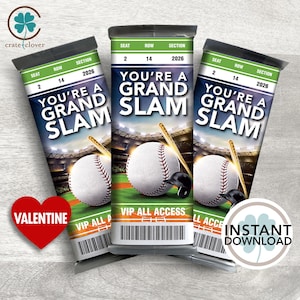 Sports Valentines Day | Baseball Softball Valentine | PRINTABLE | INSTANT DOWNLOAD | Candy Bar Wrapper | Chocolate Bar