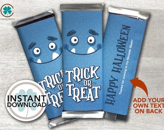 Monster Halloween-godisförpackning: Bus eller godis-festgåva (digital nedladdning)