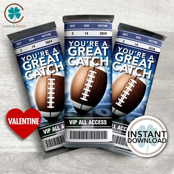 Sports Valentines Day | Football Valentine's Day Card | INSTANT DOWNLOAD | PRINTABLE | Candy Bar Wrapper | Classroom Valentine Card