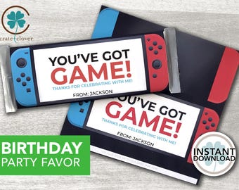Gamer Birthday Party Favor Chocolate Bar Wrapper (Printable Digital Download)