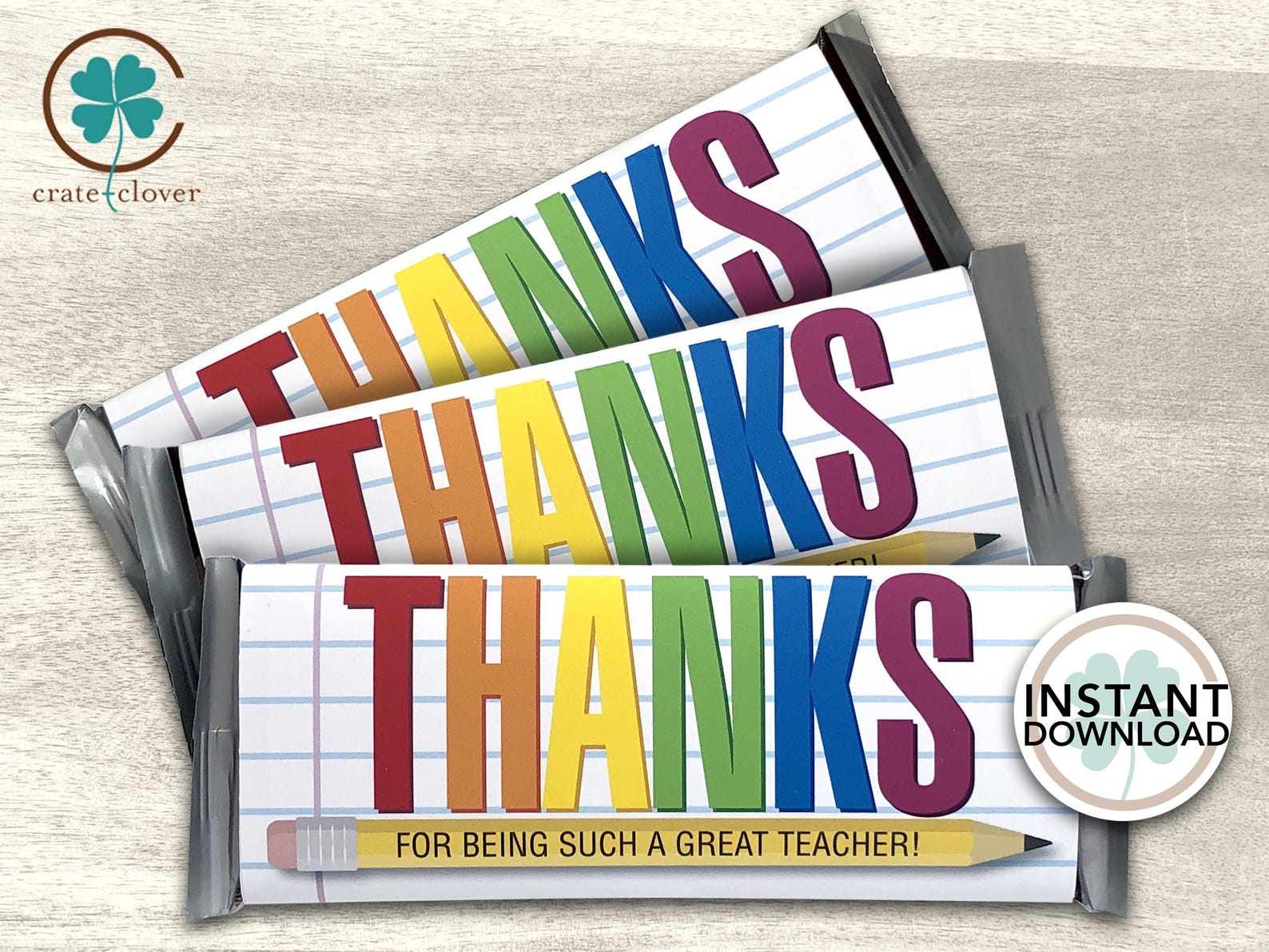 Thanks Wrapper | Teacher Appreciation Gift | Candy Bar Wrapper ...