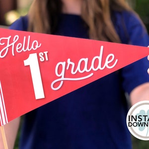 Hallo 1.Klasse Flagge: Back to School Photo Prop (Digitaler Download)