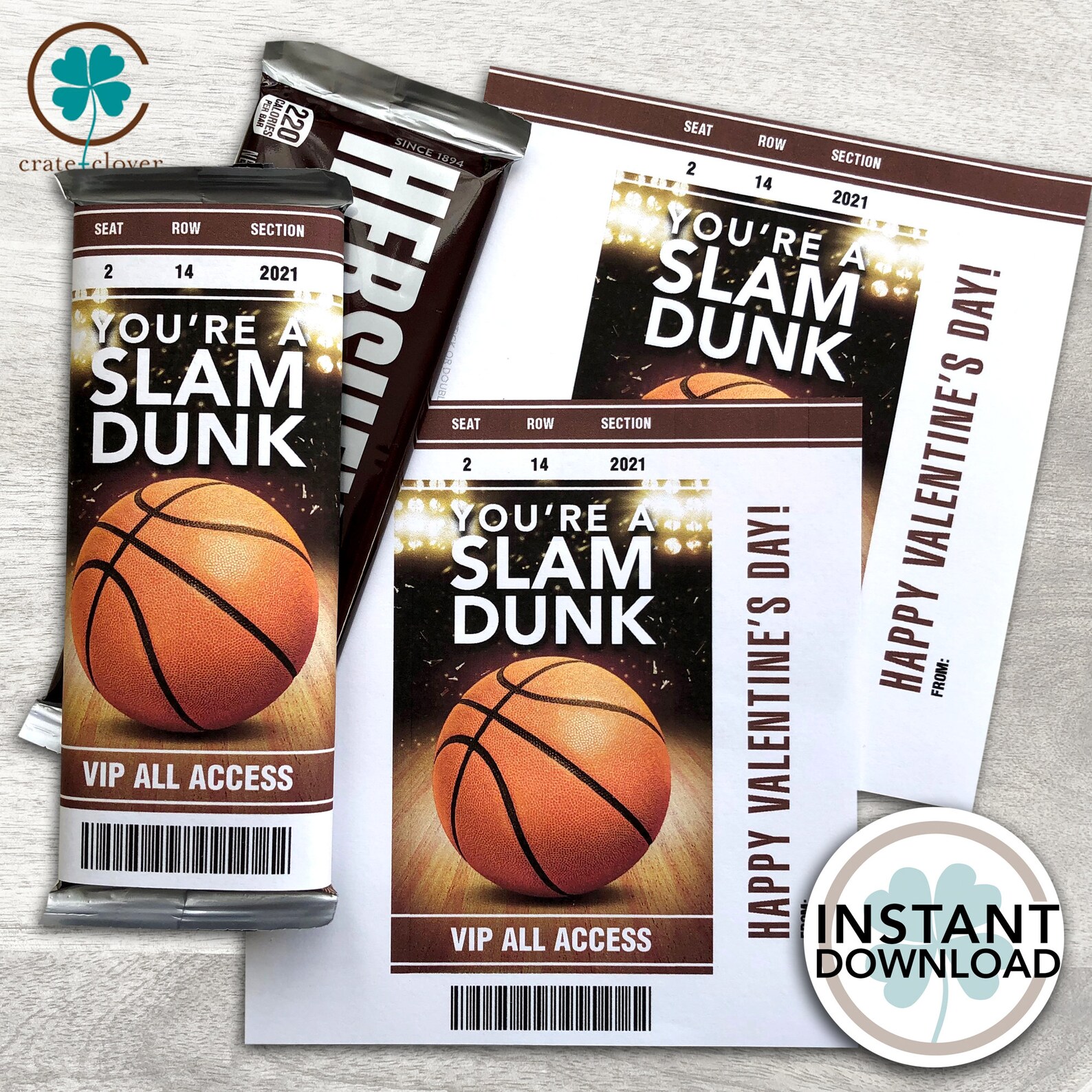 Sports Valentine Basketball Valentine PRINTABLE INSTANT | Etsy
