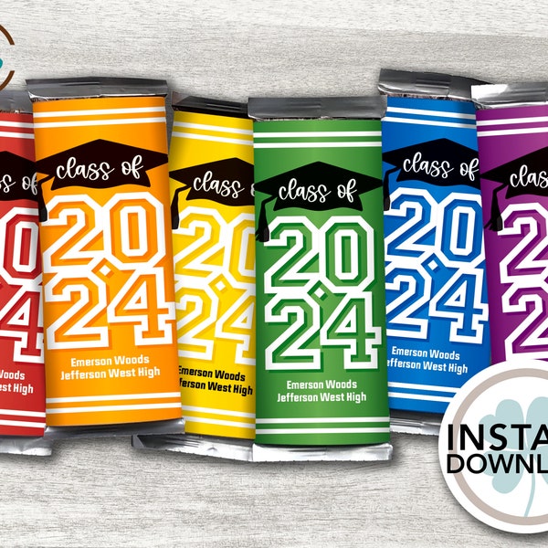 Class of 2024 | Graduation Party Favor | Senior Banquet | PRINTABLE | Candy Bar Wrapper | INSTANT DOWNLOAD | Chocolate Bar Wrapper