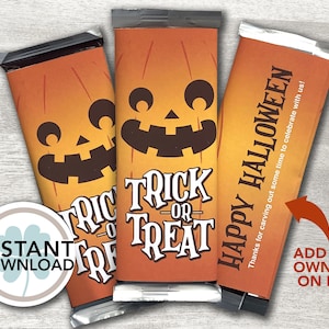 Jack-o-lantern Candy Bar Wrapper: Halloween Party Favor (PRINTABLE)